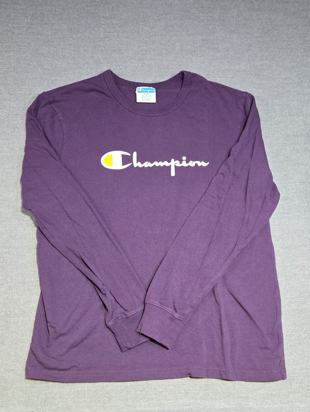 Champion Long Sleeve Logo Tee | Purple | Size Large
